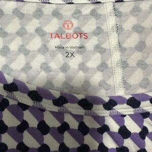Talbots Geometric Purple and Black Top